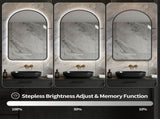 28"x48"Arched LED Mirror for Bathroom,Time and temperature display, Backlight, Anti-Fog, Dimmable, W2709P242512