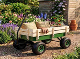 Heavy Duty Steel Wooden Side Support Cargo Wagon with 10" All-Terrain Air Tires, Up to 220lb Load 30075861
