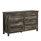 ZUN Farmhouse 6 Drawers Dresser for Bedroom, Wood Rustic Wide Chest of Drawers, Storage Dressers W2393P197404