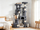 79 Inch Cat Tree Tower Dark Gray Dual Baseboard 68266182