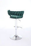 Set of 2 Bar Stools,with Chrome Footrest and Base Swivel Height Adjustable Mechanical Lifting Velvet 59075110