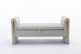 032-Velvet Fabric Storage Bench Bedroom Bench With Gold Metal Trim Strip For Living Room Bedroom W527122005