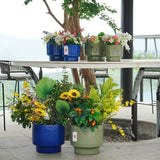 3 Pieces Ceramic Flowerpot, Modern Planter for Patio, Garden or Windowsills - Antique Blue Green W3273P321546