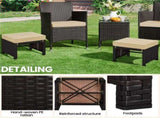 2PCS Wicker Ottomans with Removable Cushion for Patio, Brown/Khaki 58648210