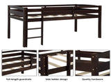 Twin Wood Loft Bed Low Loft Beds with Ladder,Twin,Espresso WF286816AAP