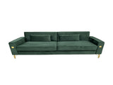 FX-P18-RG2 Luxury Emerald Green Velvet Sofa with Gold Accents - Modern 3-Seat Couch with Plush W57664704