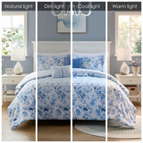 Full/Queen Floral Striped Comforter Set B035P203250