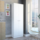 ZUN Multistorage Pantry Cabinet, Five Shelves, Double Door Cabinet -White B20091965