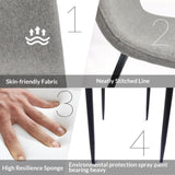 Dinings Set of 4, Modern Accents with Linen Fabric Upholstered Seat, Spoon Shape Kitchen W2189131684