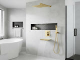 Rain Shower System Brushed Gold Tub Shower Faucet Set 10 Inch Square Rainfall Shower Head with 66075959