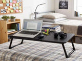 Folding Table with Adjustable Tilt Top and Foldable Legs, Black Woodgrain 14955600