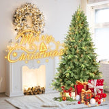 Artificial 7ft Green Christmas Tree with 1875 PE/PVC Mixed Branch Tips, 450 UL warm white led, 18259346