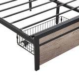 FULL Size Metal Platform Bed Frame with upholstery storage function Headboard and USB LINER and W311133404