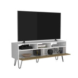 Tori 54" Wide Two-Door Cabinet Tv Stand with Pull Down doors, Three Shelves, Cable Management White B070P286440