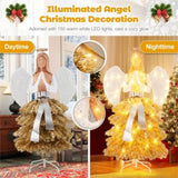 5.2ft Pre-Lit Angel Christmas Tree - 150 Warm White LEDs, Golden/White Design with Angel Figure & 65481508