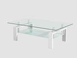 Tempered Clear Glass Coffee Table, 2-Layers Coffee Table Living Room Center Table W1718120236