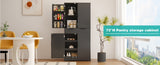 72"H Kitchen Pantry Cabinet with 3 Keyboard Drawers, Freestanding Bathroom Cabinet with 6 Door W2917P294985