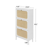 ZUN Natural Rattan 3 Door Shoe Rack, Modern Shoe Storage Cabinet, for Entryway 86748285