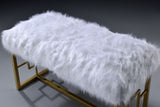 Bagley II White Faux Fur & Gold Finish Bench B2726P278575
