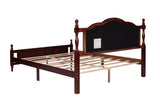 Queen Pine wooden Bed with Upholstered Headboard Panel Footboard, with Two Bed Rail Support Feet W504P181801