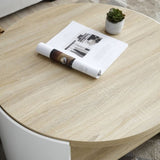 Round Coffee Table,31" Coffee Table for Living Room,2-Tier Rustic Wood Desktop with Storage Shelf W1117P224566