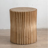 ZUN Retro Fashion Style Cylindrical Side Table with Vertical Texture Relief Design,Suitable for Living W757102860