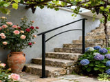 Handrails for Outdoor Steps, Fit 1 or 3 Steps Outdoor Stair Railing, Black Wrought Iron Handrail, W2286P386945