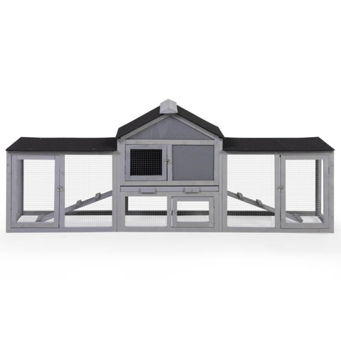 ZUN Large Wooden Rabbit Hutch Indoor and Outdoor Bunny Cage with a Tray and Runs for Small Animals,Gray W2181P168354