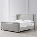 Elle Wingback Upholstered King Bed, Silver Grey Polyester B2719P245936
