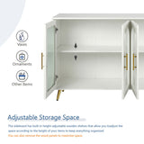 TV Stand 65 Inch TV, Wood TV Stand with Storage Cabinet & Adjustable Shelves, Media TV Console W1445132031