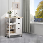 ZUN Rolling Portable Small Kitchen Island Cart on Wheels with Solid Wood Top, Dining Room Serving W2557P180169