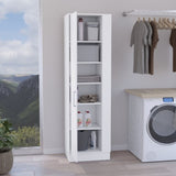 Lilo Storage Cabinet, Broom Hangers, Internal Shelves -White B07092127