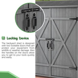 ZUN Outdoor Storage Shed with Lockable Door, Wooden Tool Storage Shed with Detachable Shelves and Pitch 55555063