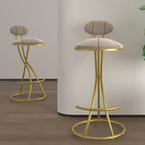 Round Bar Stools S-shaped Stripe Kitchen Stool Set of 2 Modern Velvet Upholstered Counter Chair for W1757P345494