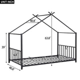 Twin Size Metal House Platform Bed, Black MF322835AAB