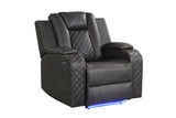 LED & Power Recliner Chair Made With Faux Leather in Black 659436350137
