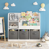 Kids Bookcase and Bookshelf, Multifunctional Bookcase with 3 Collapsible Fabric Drawers, Bookcase W808127602