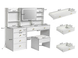 Pitted Particleboard With Triamine Coating, Tempered Glass Table Top, 5 Drawers, With Shelves, With 17307547