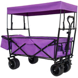 480Lbs Collapsible Wagon with Canopy,Wagon Stroller with 7" All-Terrain Wheels, Lightweight Foldable W321P269230