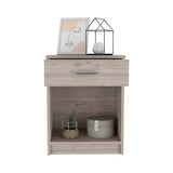 Eco Nightstand , End Table, Side Table Superior Top, One Drawer, Lower Shelf -Light Gray B20091852