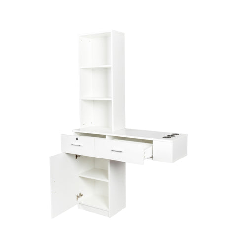 ZUN White modern simple hair desk, multi-layer storage, large storage space 89040188