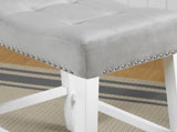 Morovo Set of 2 Velvet Counter Height Stools with Tufted Saddle Seats, White-Wash Finish, Gray T2574P164822