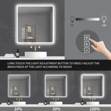 36*36in LED Bathroom Mirror, Anti-Explosion Glass, Rust-Resistant, Anti-Fog Features, Tri-Color W2709P243340