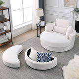 Welike Swivel Accent Barrel Modern Sofa Lounge Club Big Round Chair with Storage Ottoman W83469823