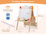 4-in-1 Kids Art Easel with Marble Run, Adjustable Height Double-Sided Drawing Easel with Paper Roll 01860714