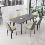 55.12-70.87" expandable rectangular dining table that can accommodate 4-6 people, equipped with 6 PU 95566565