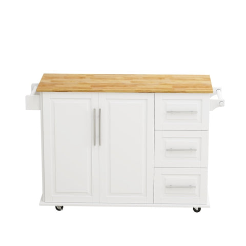 ZUN Kitchen Island Cart with 2 Door Cabinet and Three Drawers,43.31 Inch Width with Spice,Towel 95879915