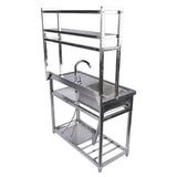 39.4in Stainless Steel Utility Sink Set, Single Bowl Commercial Sink w/ Shelves Single Bowl Sink for 91301593