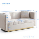Contemporary Vertical Channel Tufted Velvet Sofa Loveseat Modern Upholstered 2 Seater Couch for W1117P147302