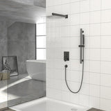 Shower System with Adjustable Slide Bar,12 Inch Wall Mounted Square Shower System with Rough-in W124382388